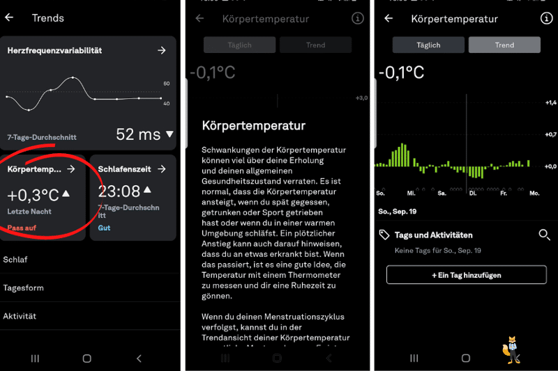 Die Körpertemperatur wird gemessen